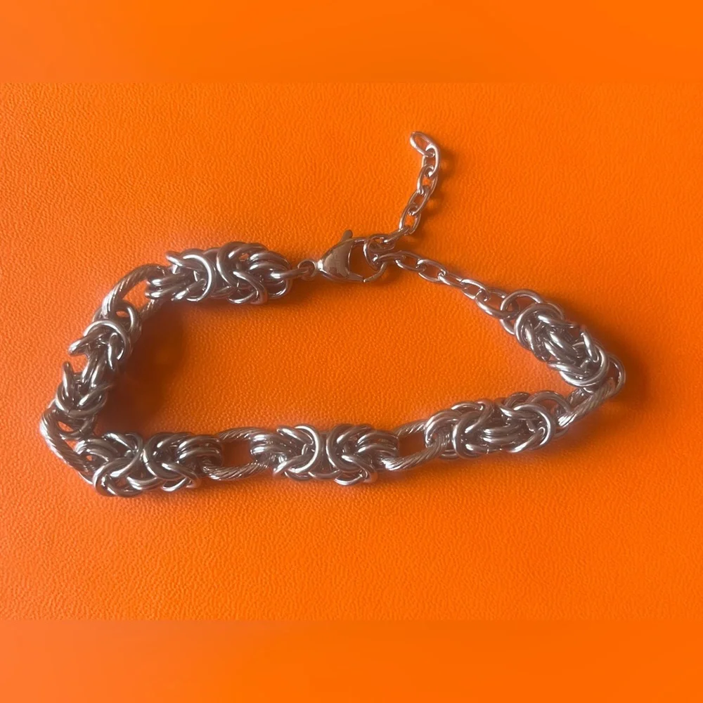 Chunky Silver Chain Bracelet marked WCJ steel